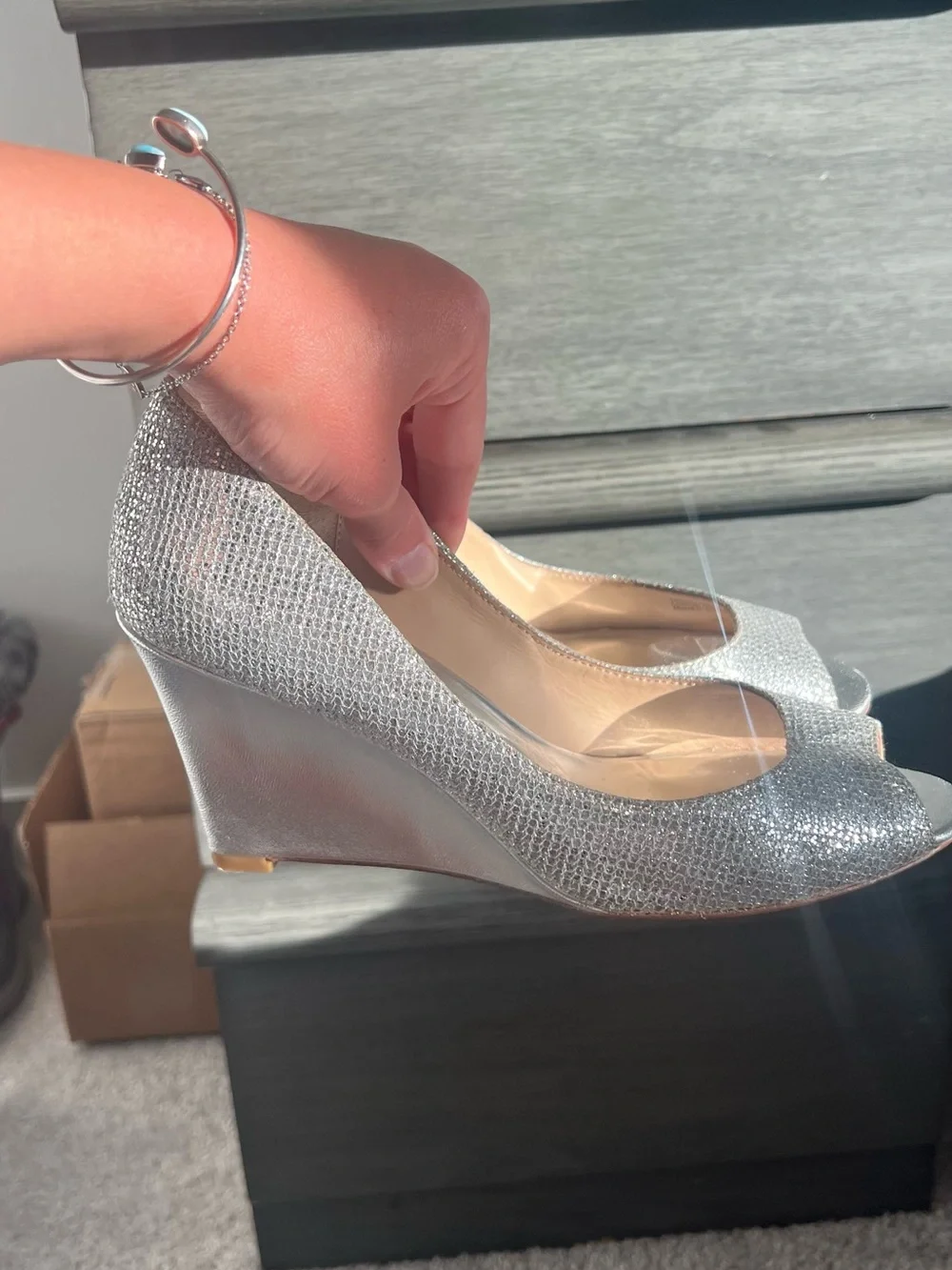 Badgley Mischka shimmering silver